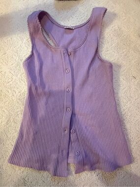 Intimately Free People Lavender Ribbed Button Front Tank Top Y2K